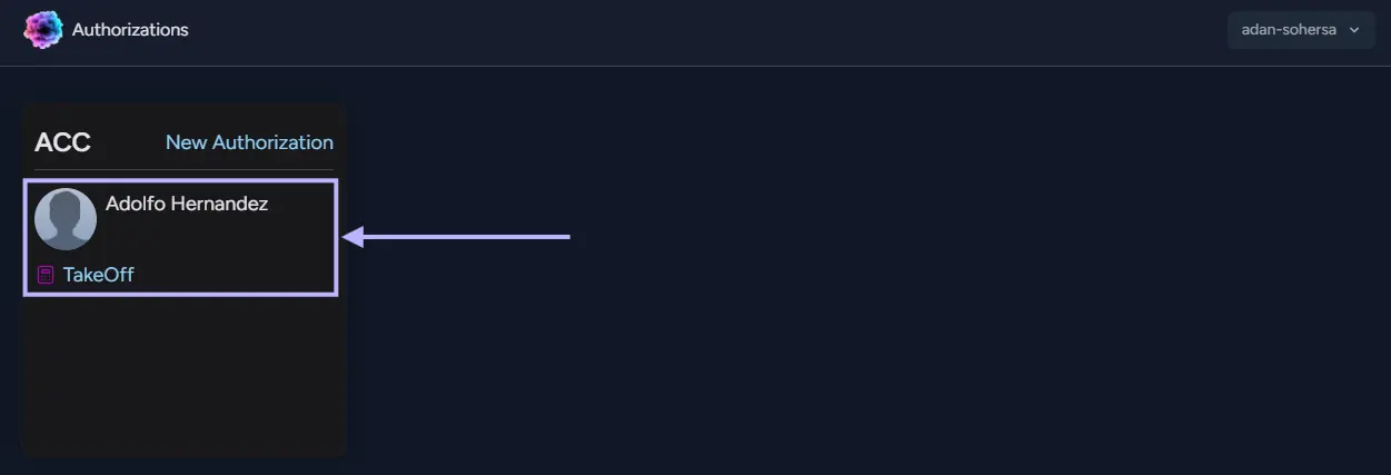 New authorization in the authorization list