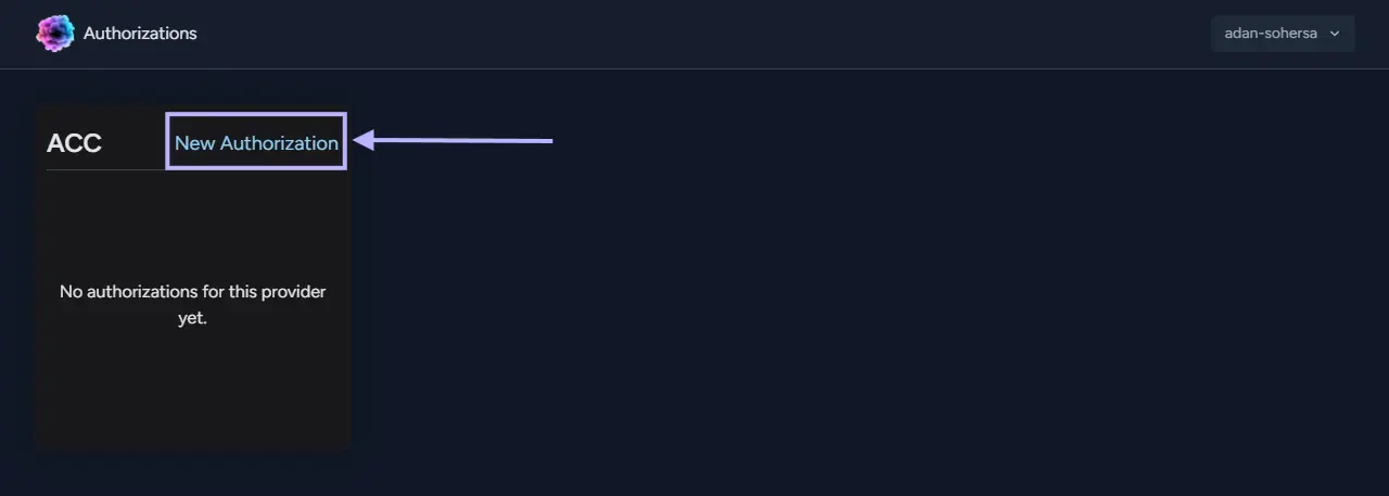 Button to grant a new authorization